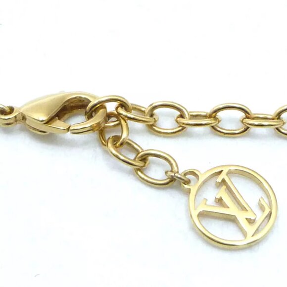 LOUIS VUITTON Sautoir Logo LV Long Necklace M68075 Gold/Silver - Picture 9 of 9